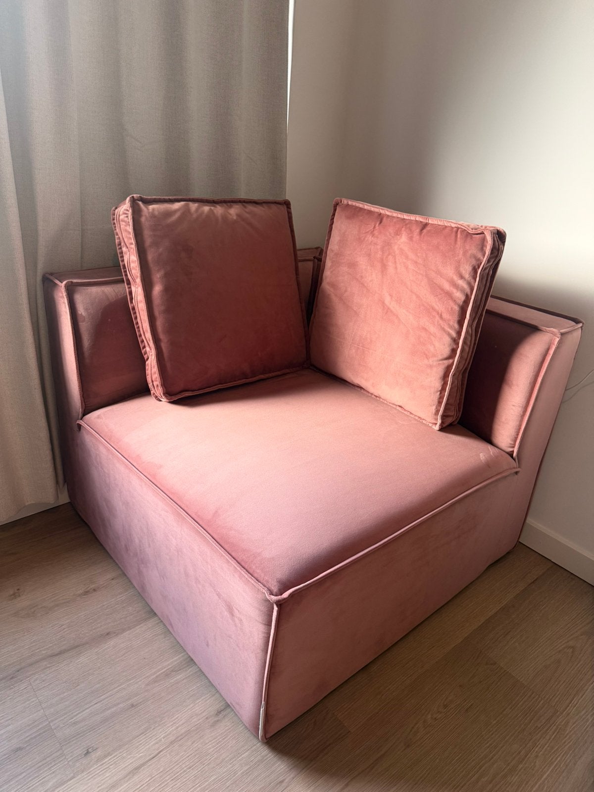 Jotex stoel/fauteuil - oud roze velours, Ophalen, Eenpersoons, Modern strak, 75 tot 100 cm