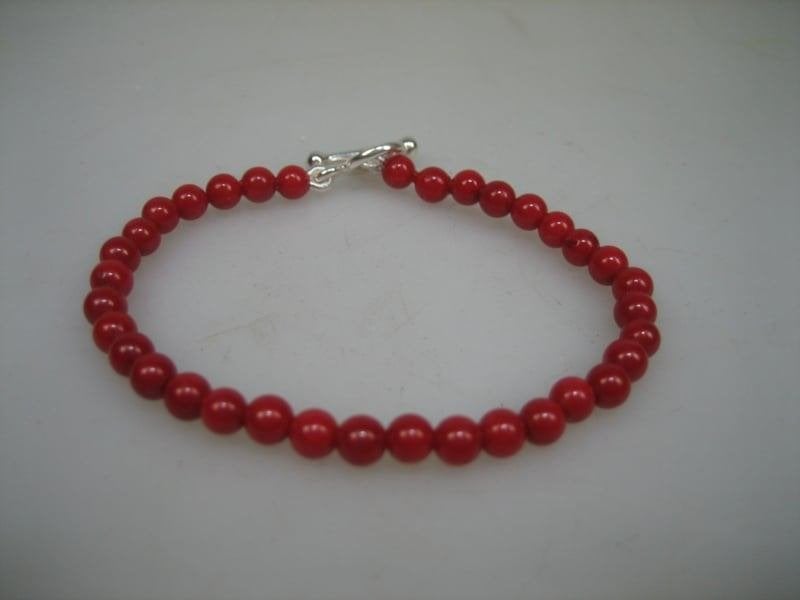Antieke bloedkoralen Baby Armbandje zilveren Kapittelstokje, Verzenden, Nieuw, Rood, Armband