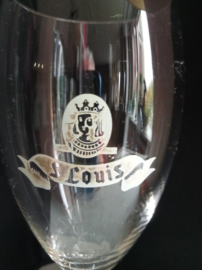 6  St. Louis Kriek bierglazen op voet 25 cl, Ophalen of Verzenden, Zo goed als nieuw, Glas of Glazen, Overige merken