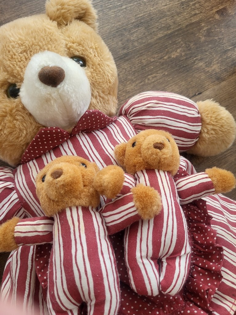 Vintage Tapur Toys Teddybeer Set Moeder & 2 Baby’s, Ophalen of Verzenden, Gebruikt, Overige typen