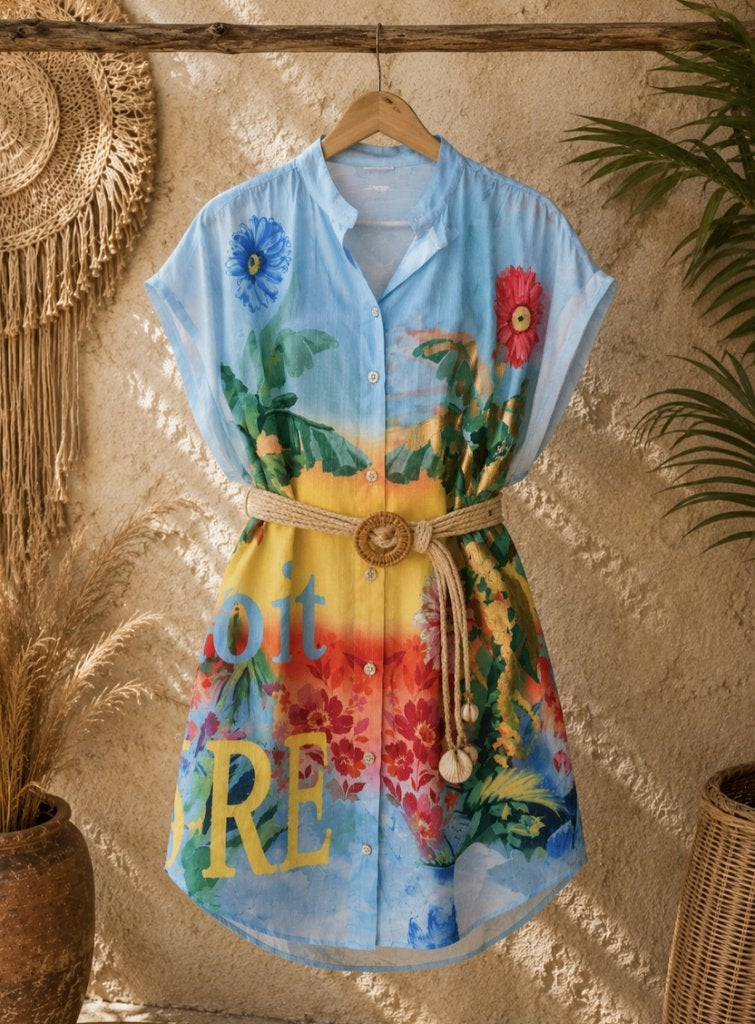 Tropische Summer Blouse / Tuniek Mouwloos One Size, Maat 38/40 (M), Meerkleurig, Nieuw, Ophalen of Verzenden