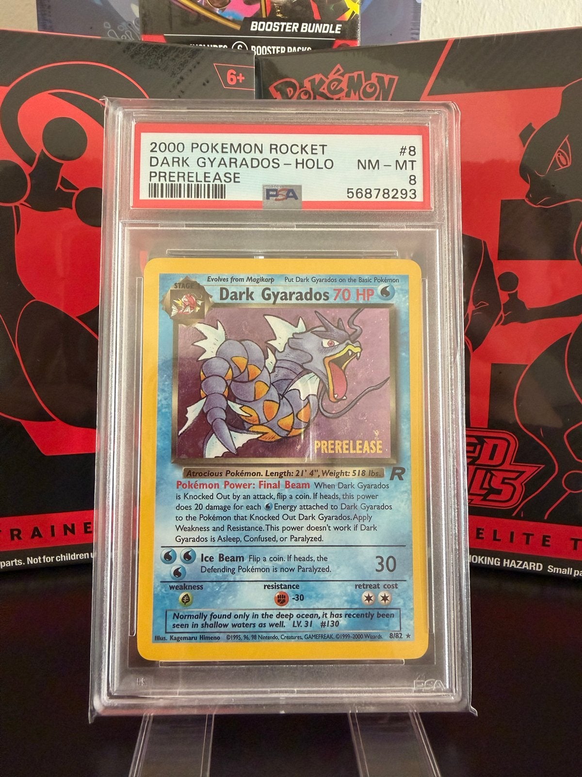 PSA 8 Dark Gyarados Holo Prerelease Pokémon Rocket 2000, Hobby en Vrije tijd, Verzamelkaartspellen | Pokémon, Ophalen of Verzenden