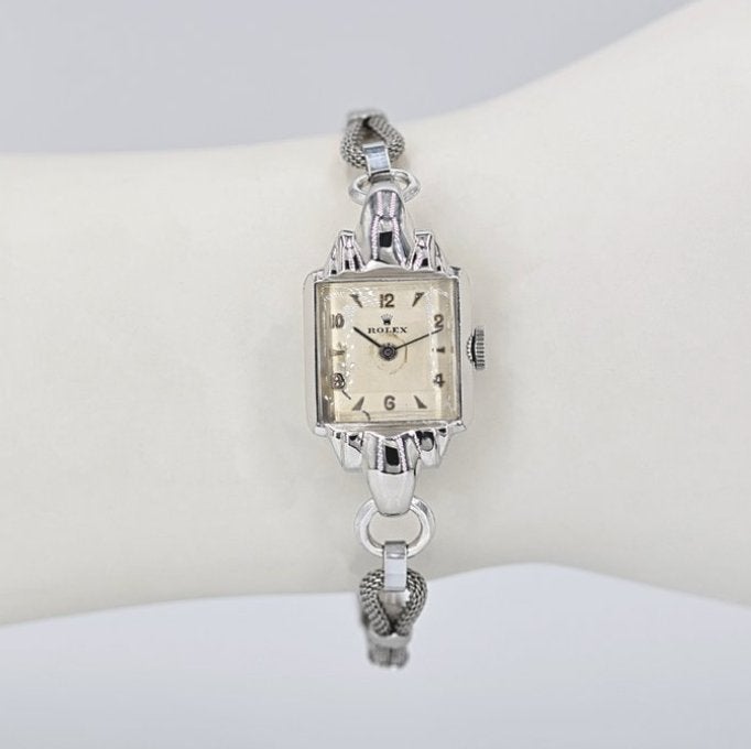 ROLEX dames "cocktail" horloge – 14K WIT GOUD, Sieraden, Tassen en Uiterlijk, Gebruikt, Rolex, Polshorloge, Ophalen of Verzenden