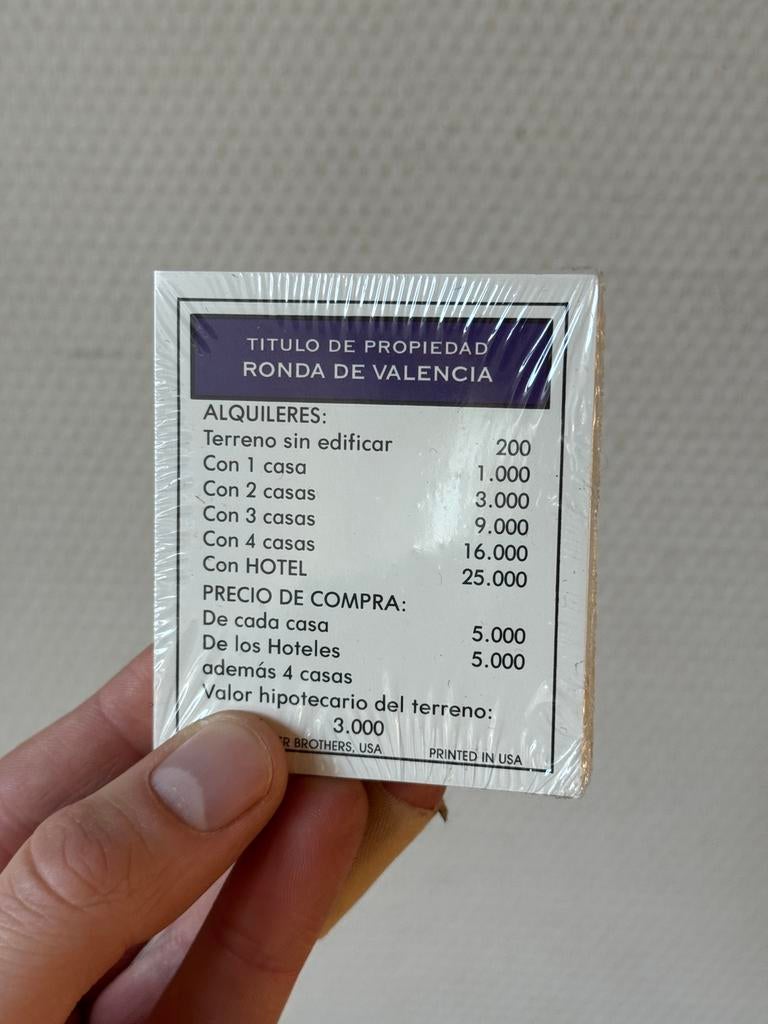Franklin Mint Monopoly Ontroerend Goed Kaartjes, Spaans, Ophalen of Verzenden, Nieuw