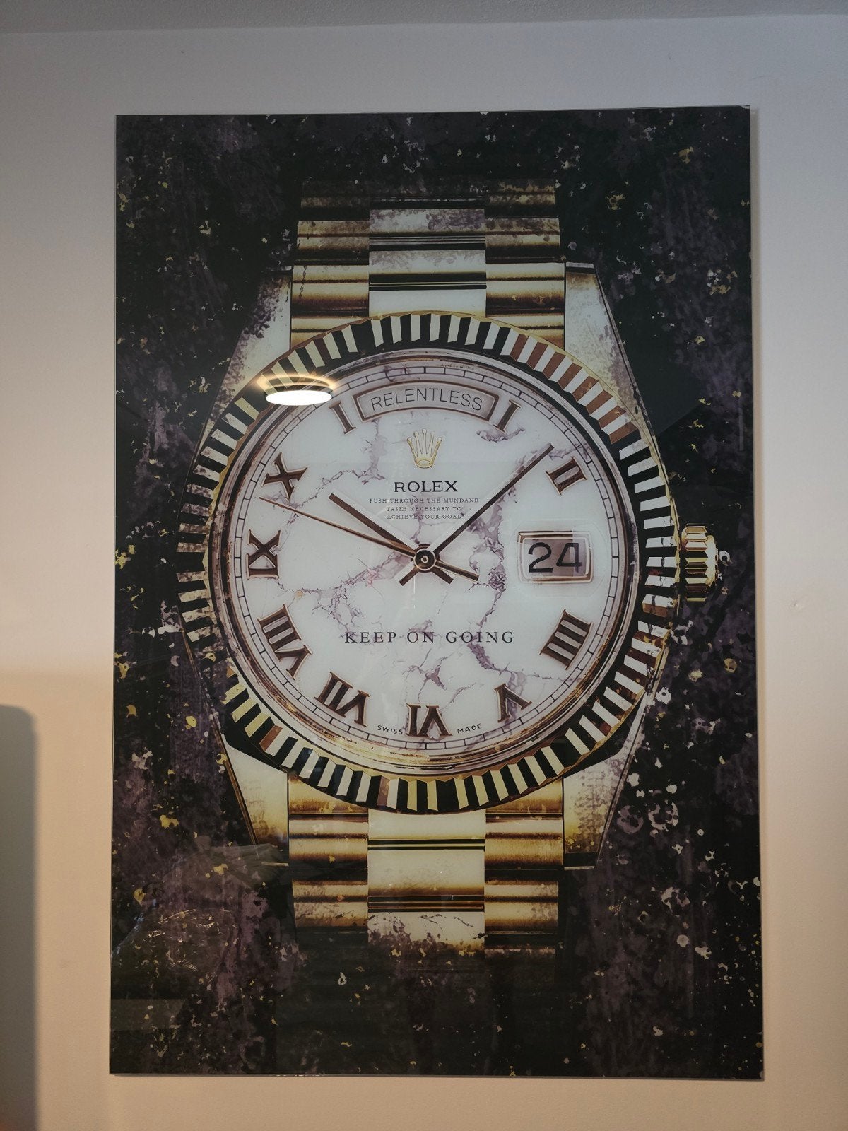 Glasschilderij Rolex 150x100, Ophalen, Minder dan 50 cm, Schilderij