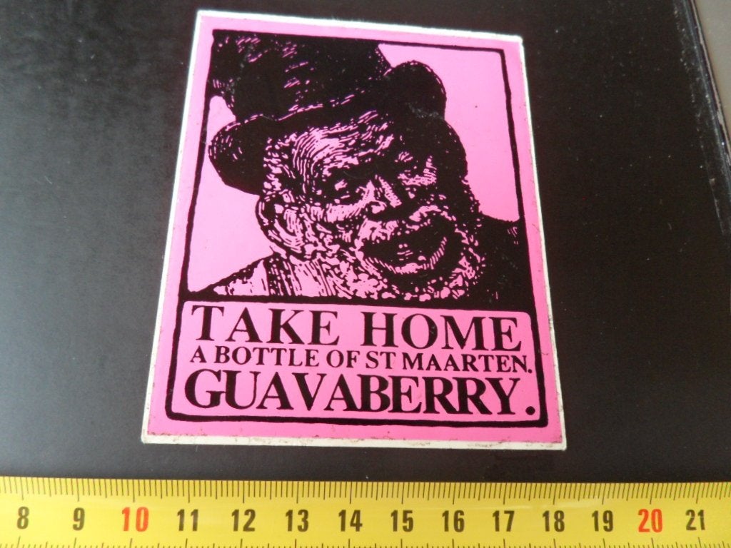 sticker take home a bottle of st maarten guavaberry, Ophalen, Zo goed als nieuw