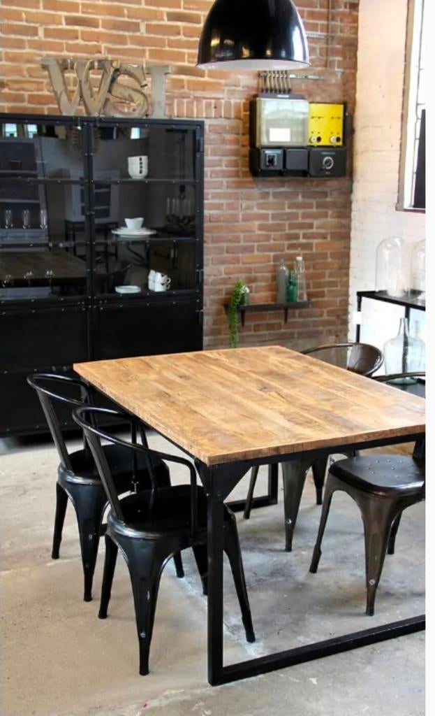 Quip & Co Industriële Eettafel 140x100x78cm nieuwe, Gebruikt, Vier personen, Industrieel, Rechthoekig