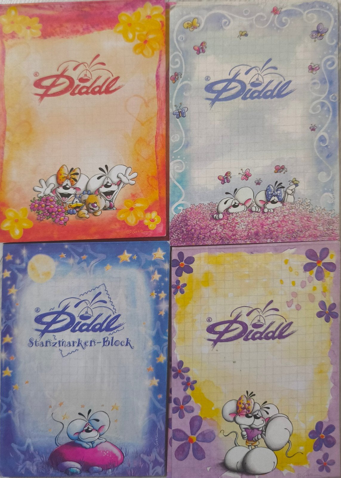 4 diddl blaadjes - kleur A6, Verzamelen, Diddl, Verzenden, Papier, Kaart of Schrift