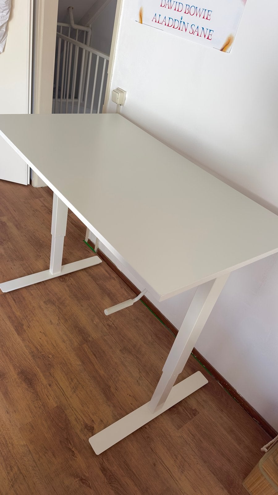 IKEA Trotten Zit-sta bureau - Wit, Ophalen, Zit-sta bureau, Spaanplaat of MDF, In hoogte verstelbaar