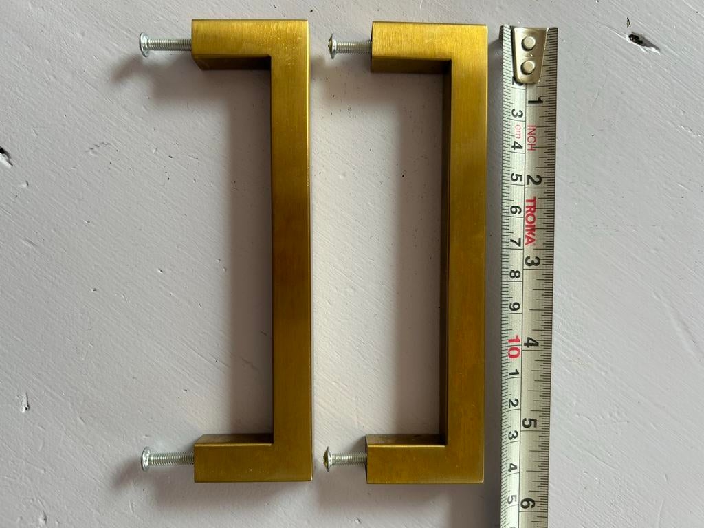 Vierkante messingkleurige handgrepen Hornbach, Ophalen of Verzenden, Gebruikt, 100 tot 250 mm, Overige typen