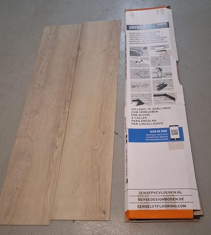 Nieuwe PVC vloer Dryback – 6,5 m² (2 pakken) + lijm, Ophalen, Kunststof, 50 tot 150 cm, Overige typen
