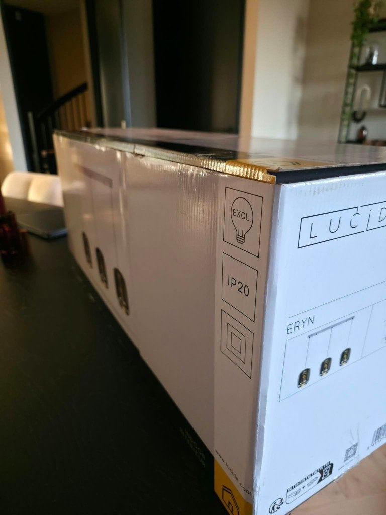 Foto 4 van Nieuw in doos: Lucide Eryn 3-Lichts Hanglamp (Chroom / Glas)