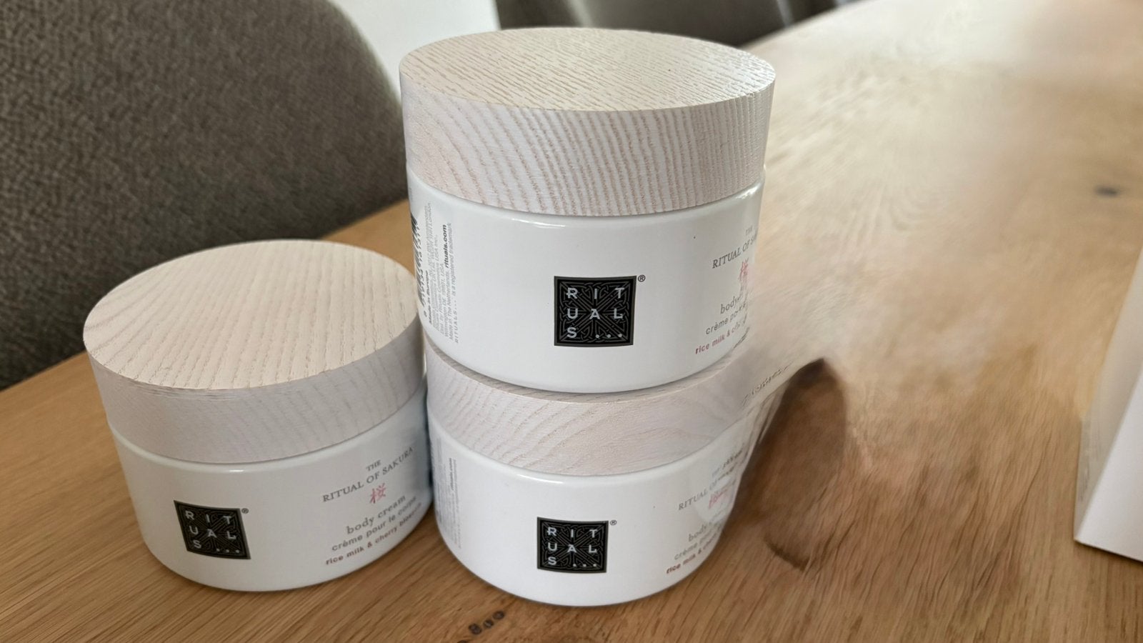 3 LEGE navulbare bodycream potten Rituals Sakura, Ophalen of Verzenden, Zo goed als nieuw, Bodylotion, Crème of Olie