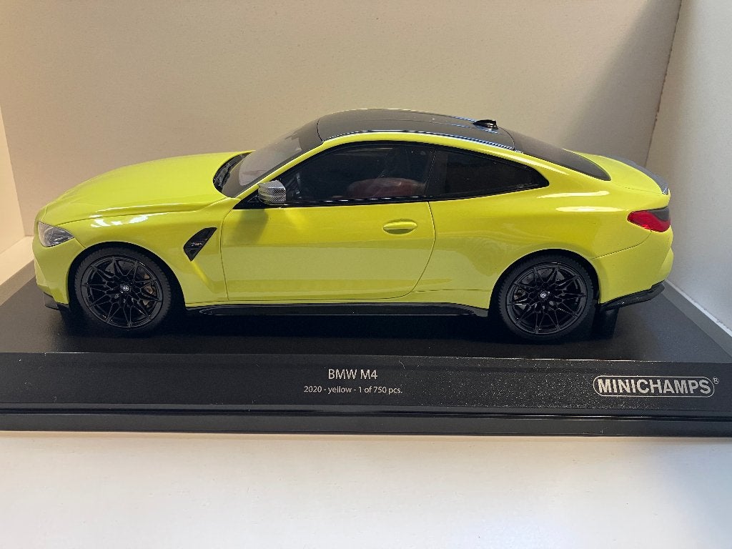 BMW M4 Coupe (g82) van 2020  San Paulo Yellow 1/18, Hobby en Vrije tijd, Modelauto's | 1:18, Ophalen of Verzenden, Nieuw, Auto