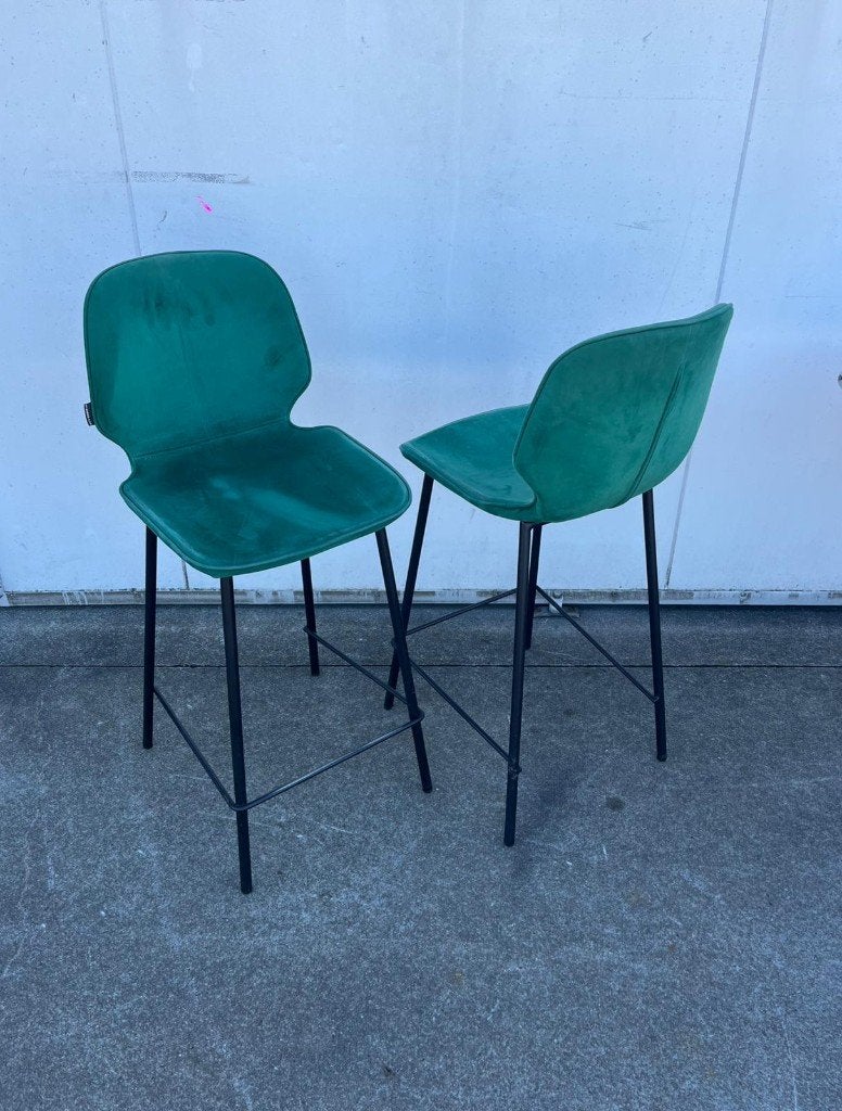 16 horeca cafe krukken velvet groen zithoogte 65 cm, Ophalen, 5 krukken of meer, Met voetsteun, 60 tot 90 cm