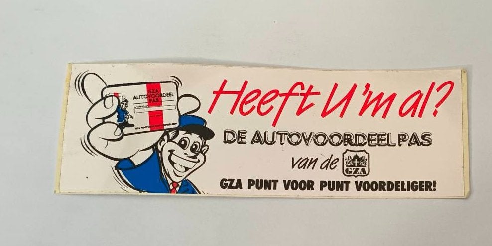 Sticker autovoordeel pas GZA, Verzamelen, Ophalen of Verzenden, Zo goed als nieuw, Overige typen
