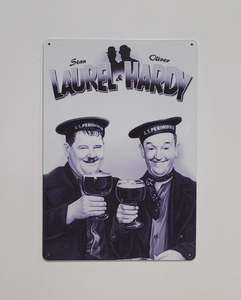 Laurel and Hardy staand reclamebord van metaal wandbord deco, Info@deconoord.nl, Deco Noord, Nieuw, Ophalen of Verzenden