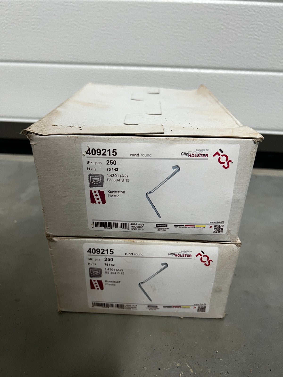 FOS CH PANHAAK 409215 75/42 RVS OP STRIP- 250 STUKS 2 dozen, Ophalen, 250 mm of meer, Overige typen, Nieuw