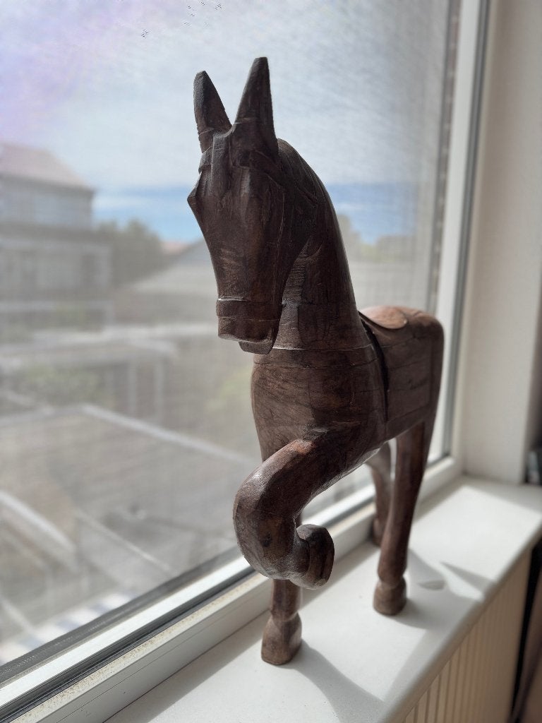 Houten paard, Ophalen, Houtsnijwerk, 50 - 100 cm, Hout