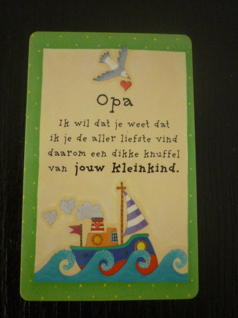 Pasje met tekst / kleinzoon / opa / wenskaartje - NIEUW !!!, Ophalen of Verzenden, Nieuw