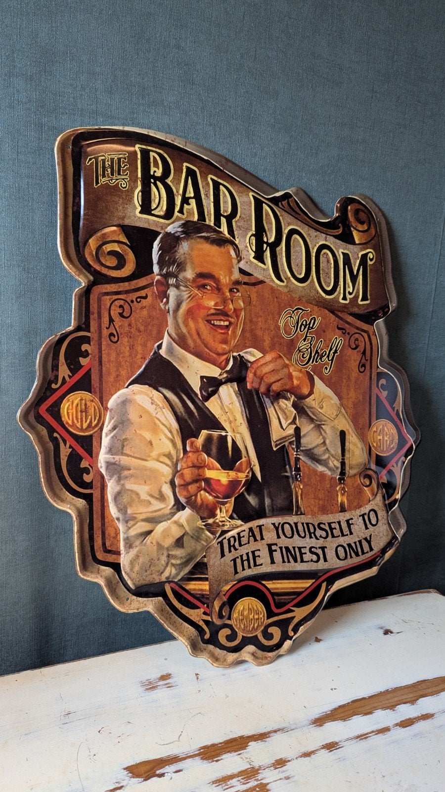 Vintage metalen wanddecoratie 'Bar Room' - Nieuwstaat, Verzenden, Nieuw