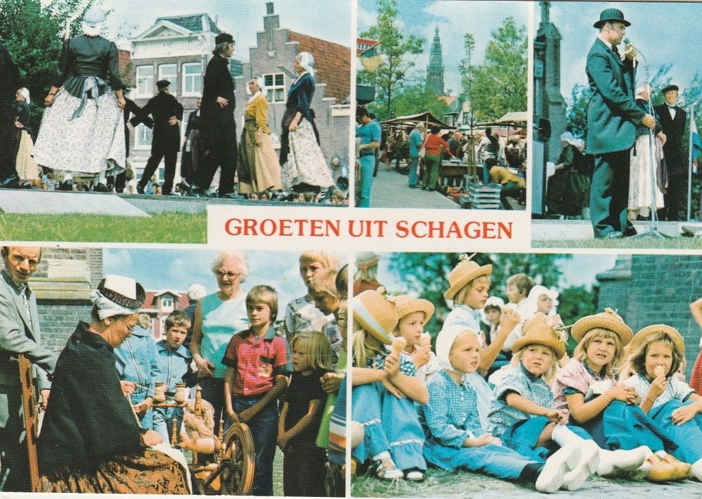 SCHAGEN Westfriese Markt Klederdracht Groeten, Verzenden, 1960 tot 1980, Ongelopen, Noord-Holland