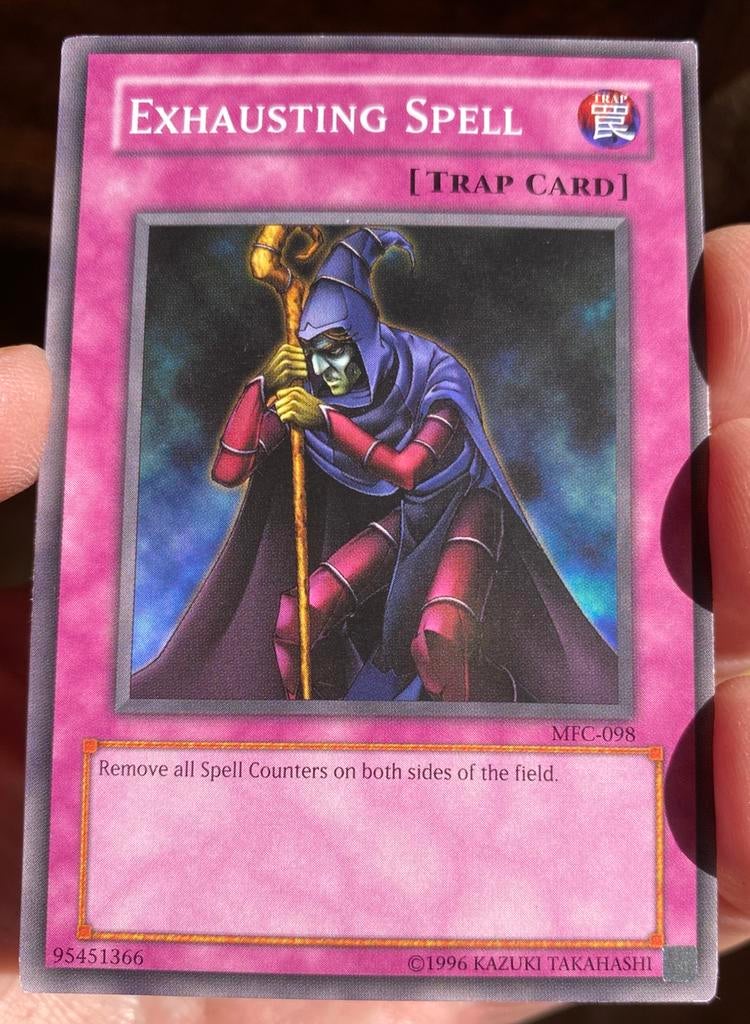 Yu-Gi-Oh! Exhausting Spell MFC Old US Print !, Ophalen of Verzenden, Gebruikt, Losse kaart