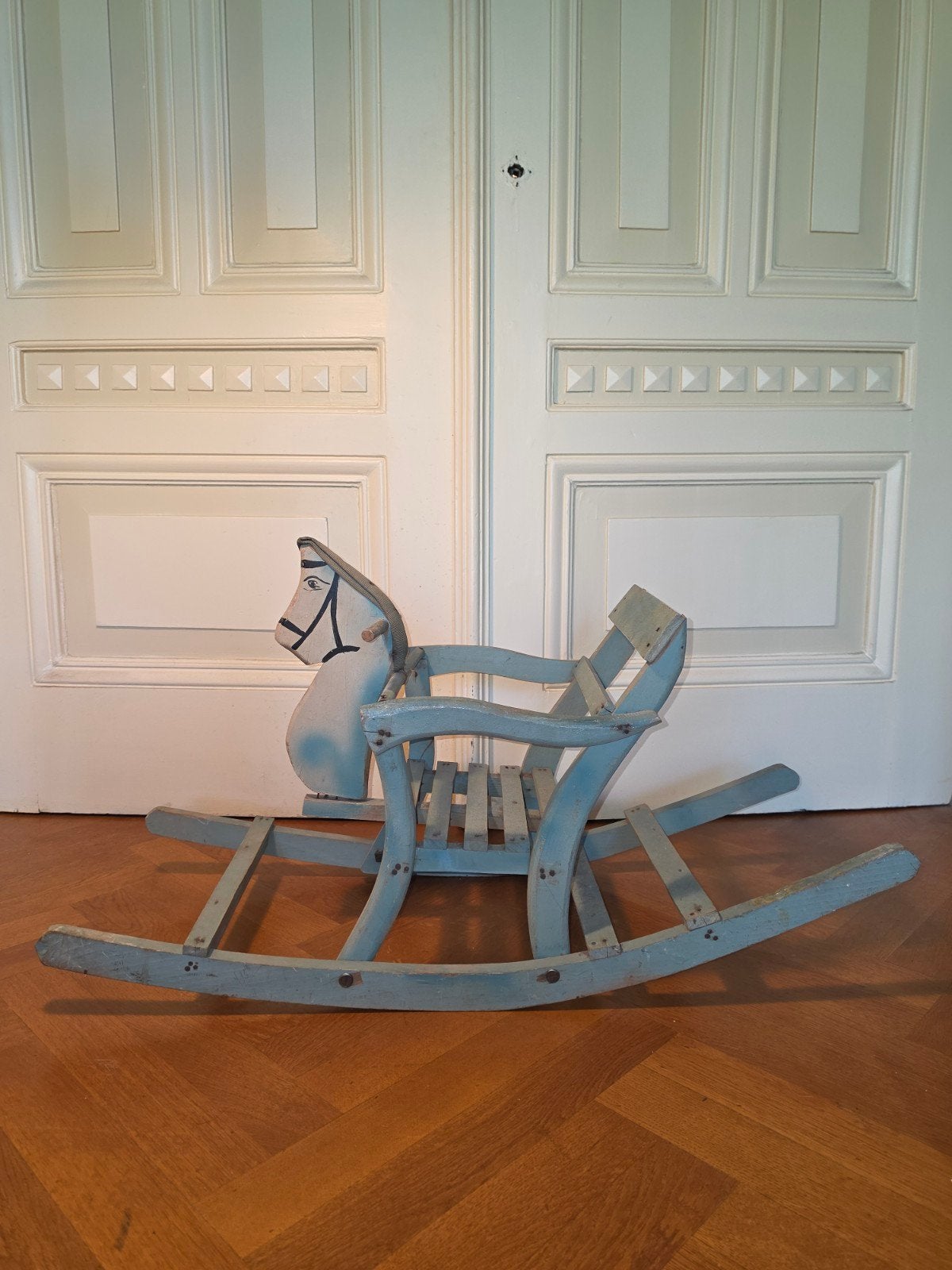 Vintage Houten hobbelpaard met stoeltje - Jaren '50/'60, Kinderen en Baby's, Speelgoed | Houten speelgoed, Ophalen, Gebruikt