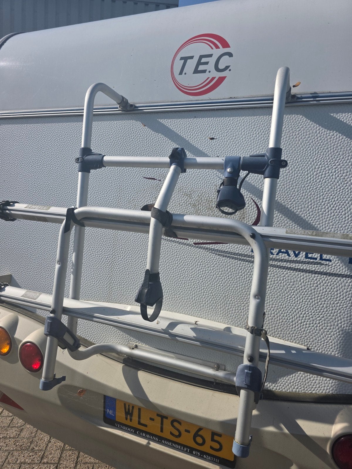 Fietsendrager voor caravan - TEC Travel, Ophalen of Verzenden, 2 fietsen, Gebruikt, Achterklepdrager