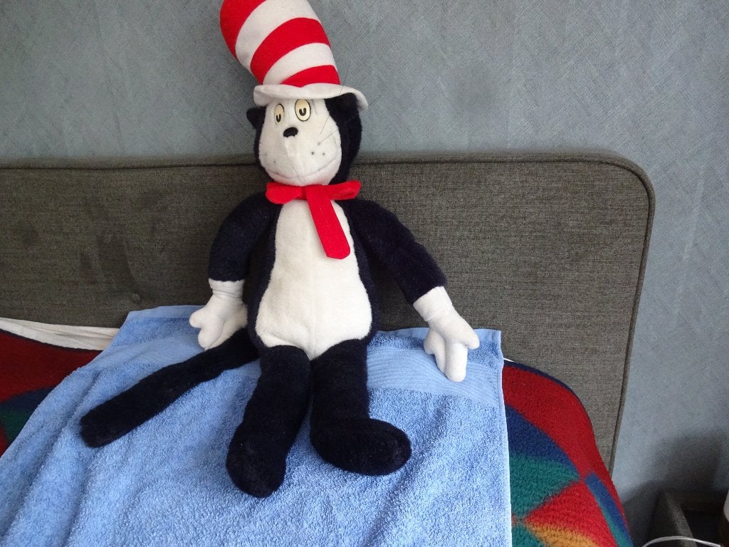 Dr Seus knuffel De kat met de hoed., Ophalen of Verzenden, Gebruikt, Overige typen, Met label