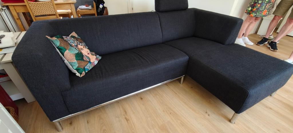 Montel driezits bank met chaise longue, Ophalen of Verzenden, Gebruikt, Metaal