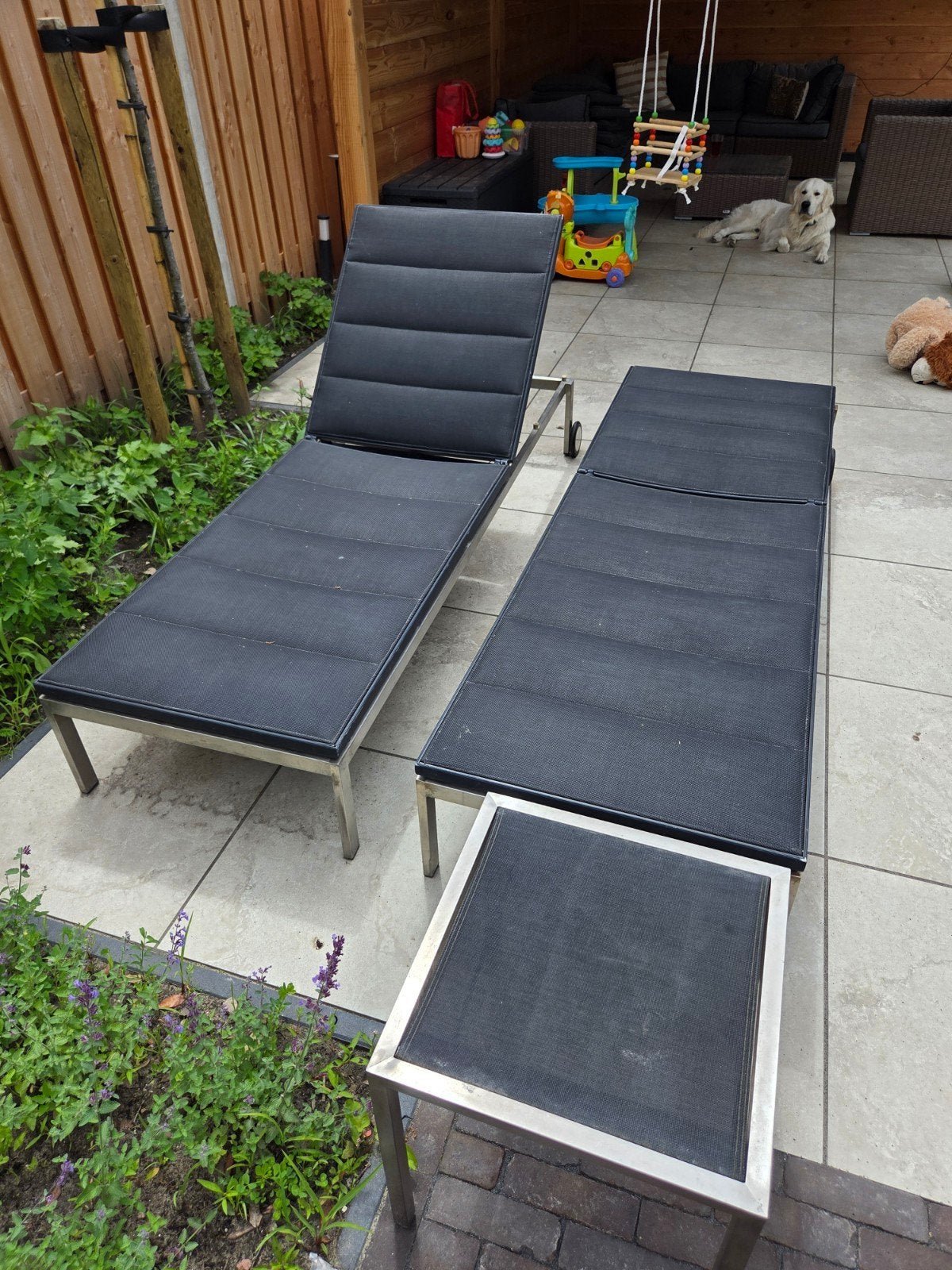 2 Ligbedden zwart Life Zeno Sunlounger RVS, Ophalen, Gebruikt, Rvs, Verstelbaar