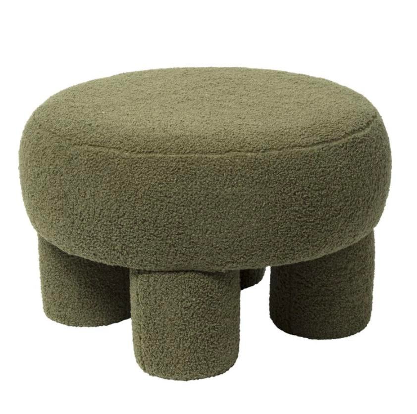 Groene poef teddy, Ophalen, Rond, Minder dan 50 cm, Zo goed als nieuw