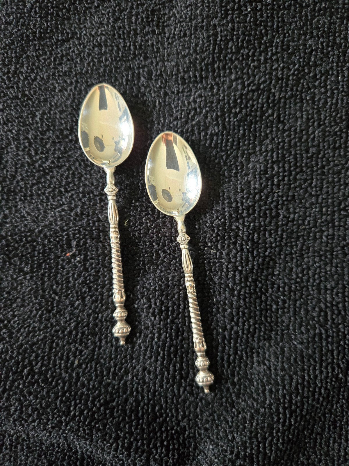 2 zilveren mokka lepeltjes, 12 gram, 2e gehalte zilver, Ophalen of Verzenden