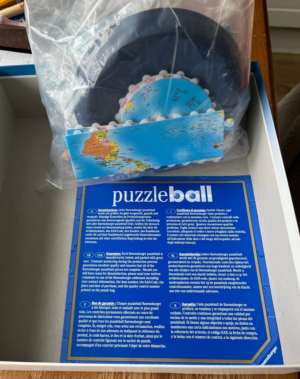 NIEUWE RAVENSBURGER WERELDBOL PUZZLE 540 STUKJES 22 INC.BOL, Ophalen of Verzenden, 500 t/m 1500 stukjes, Nieuw, Rubik's of 3D-puzzel