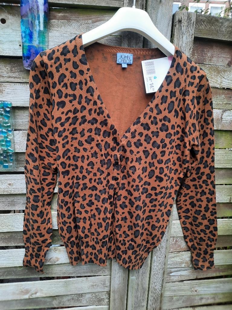 JOHN CABOT panter vest maat L 77% katoen nieuw, Kleding | Dames, Truien en Vesten, Bruin, Maat 42/44 (L), Nieuw, Ophalen of Verzenden