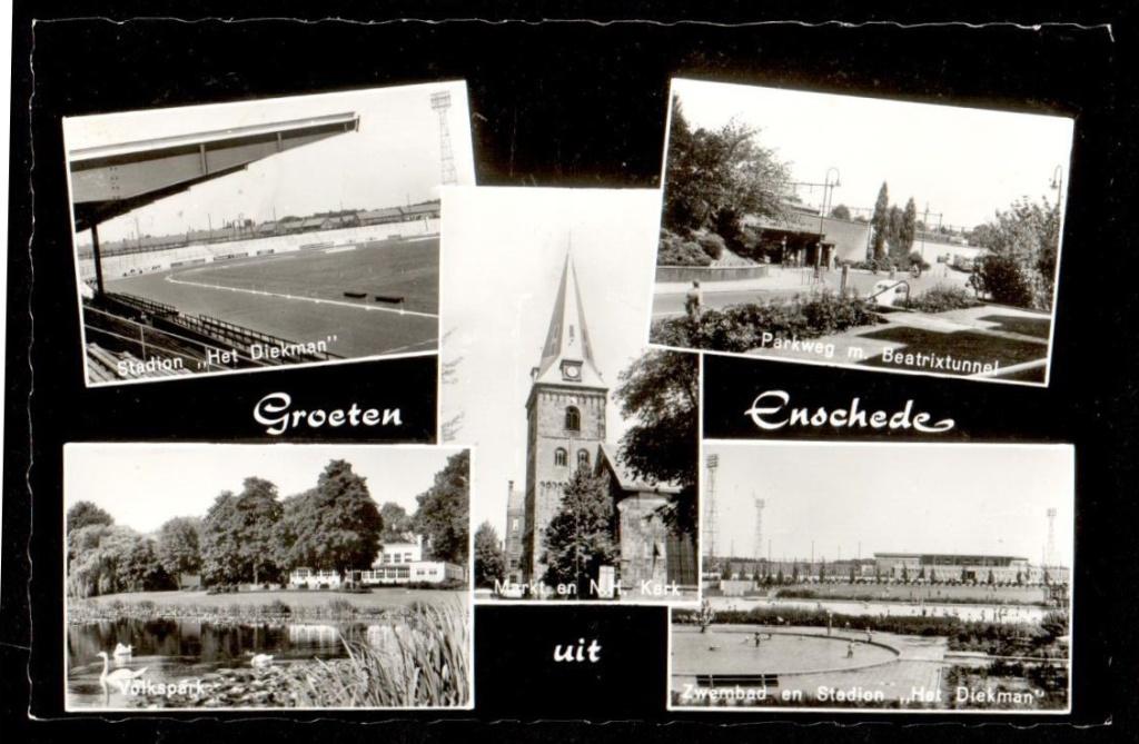 Oude Ansicht - Groeten uit Enschede - 1964 - Ov., Ophalen of Verzenden, 1960 tot 1980, Gelopen, Overijssel