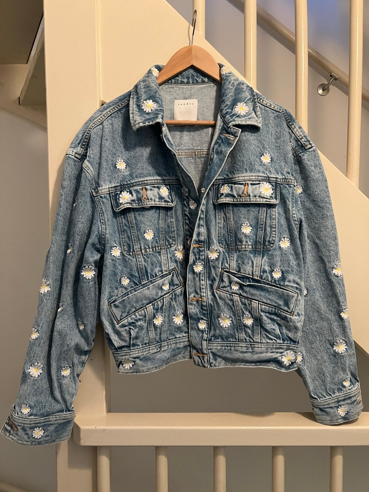 Sandro Paris Denim Jack, Ophalen of Verzenden, Zo goed als nieuw, Maat 38/40 (M), Blauw