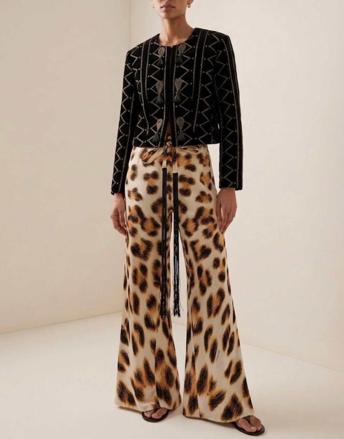 Roberto Cavalli Zijde Leopard Broeken, Zwart, Ophalen of Verzenden, Maat 34 (XS) of kleiner, Lang