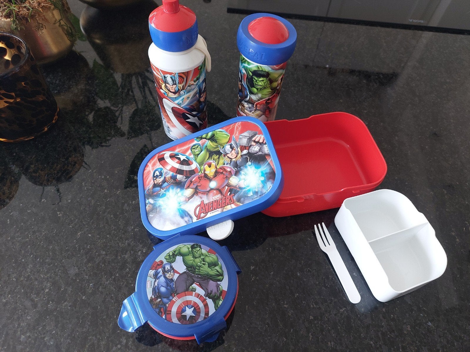 Mepal Broodtrommel en Drinkbekers Set - Avengers, Ophalen of Verzenden, Gebruikt