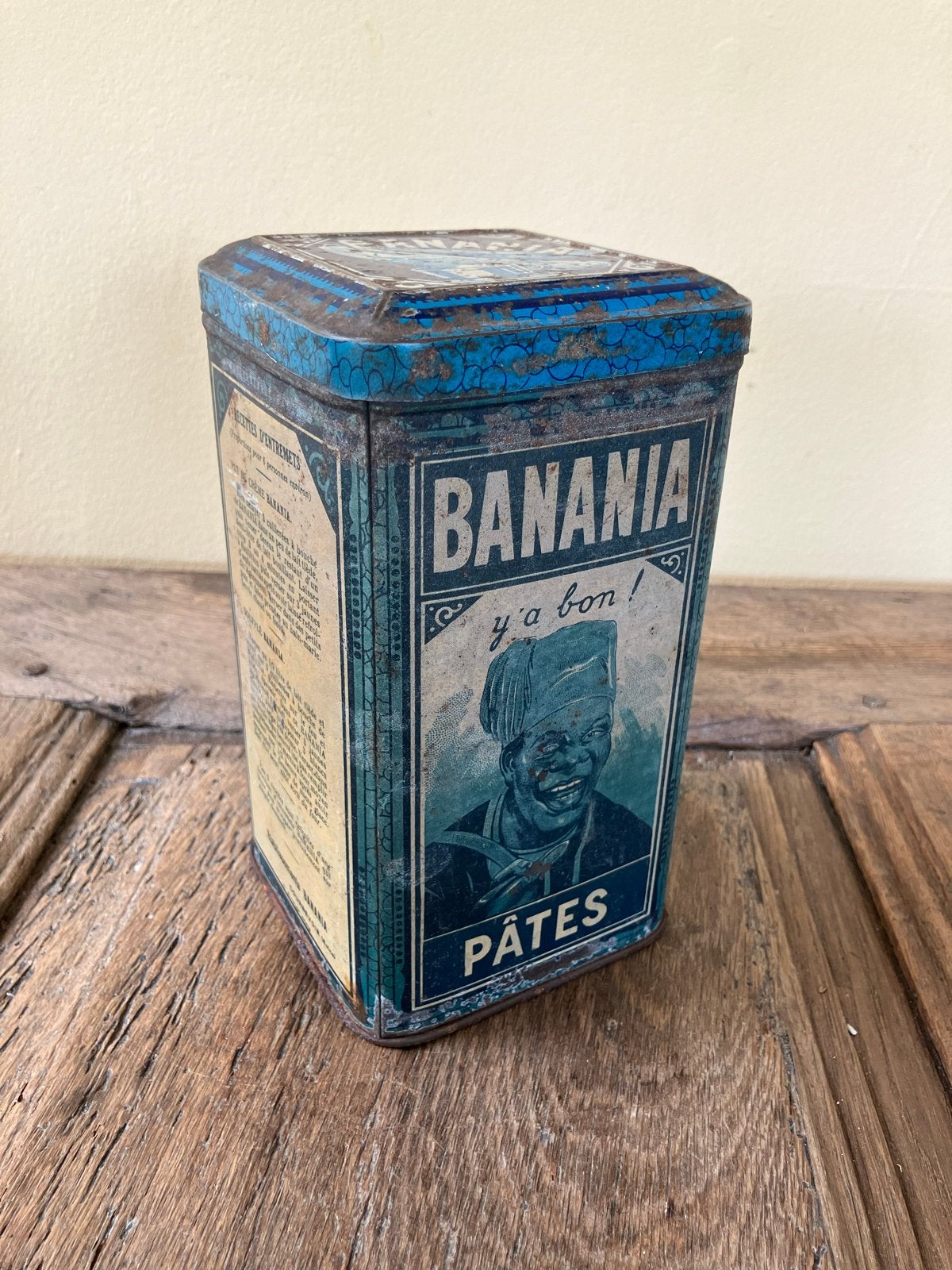 Vintage blik, Banania Pâtes, blauw, Ophalen of Verzenden