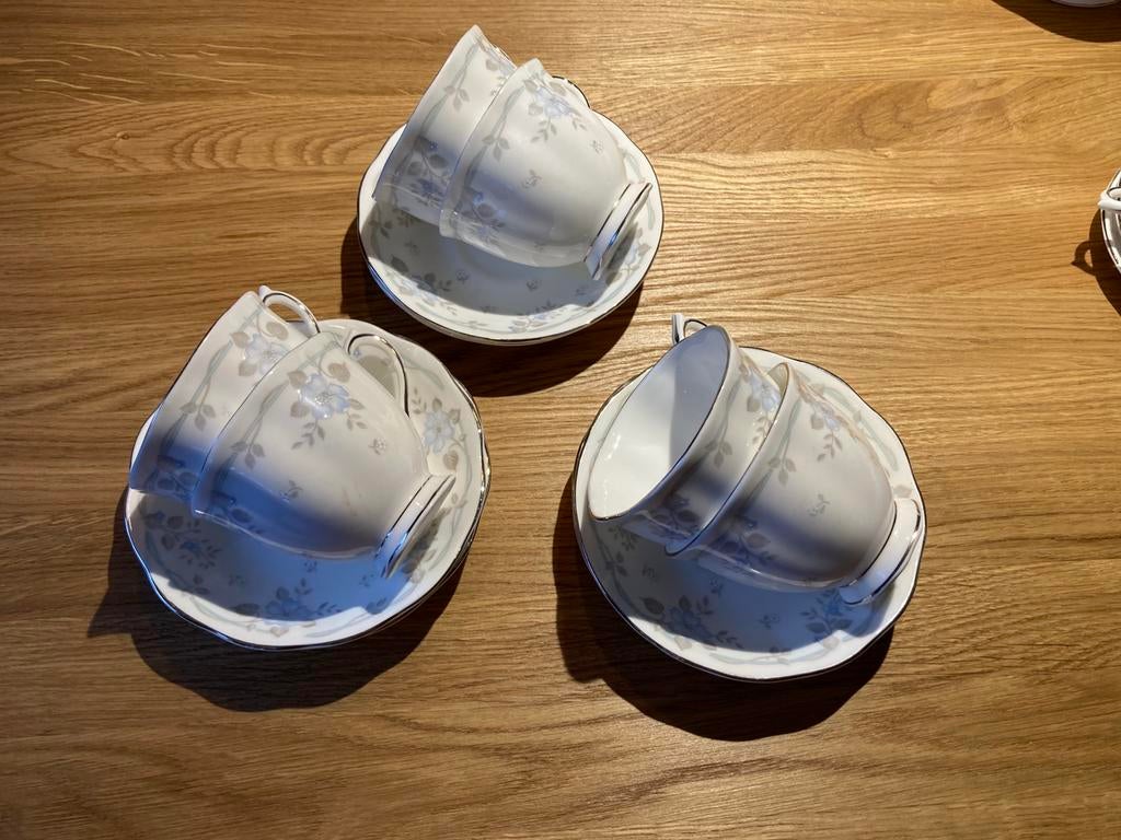 Royal Albert Satin Rose 12 kop en schotels, Ophalen of Verzenden, Zo goed als nieuw, Glas of Kopje