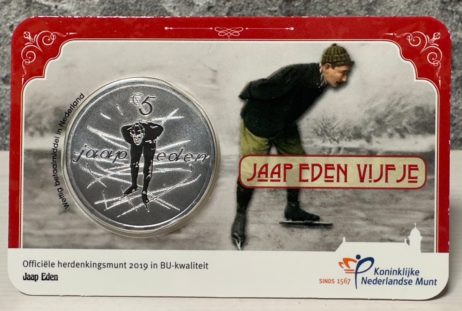 Jaap Eden vijfje BU coincard, Ophalen of Verzenden, Koningin Beatrix, Euro's
