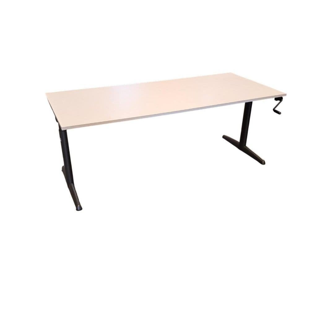 Ahrend 500 T-poot Slingerbureau Antraciet Wit B180xD80, Gebruikt, Hout, 180 cm, In hoogte verstelbaar