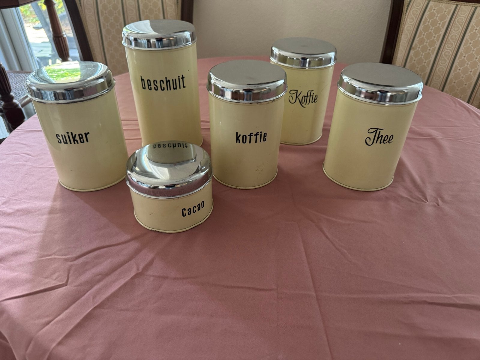 Vintage Brabantia voorraadblikken set - Suiker, Koffie, Thee, Ophalen