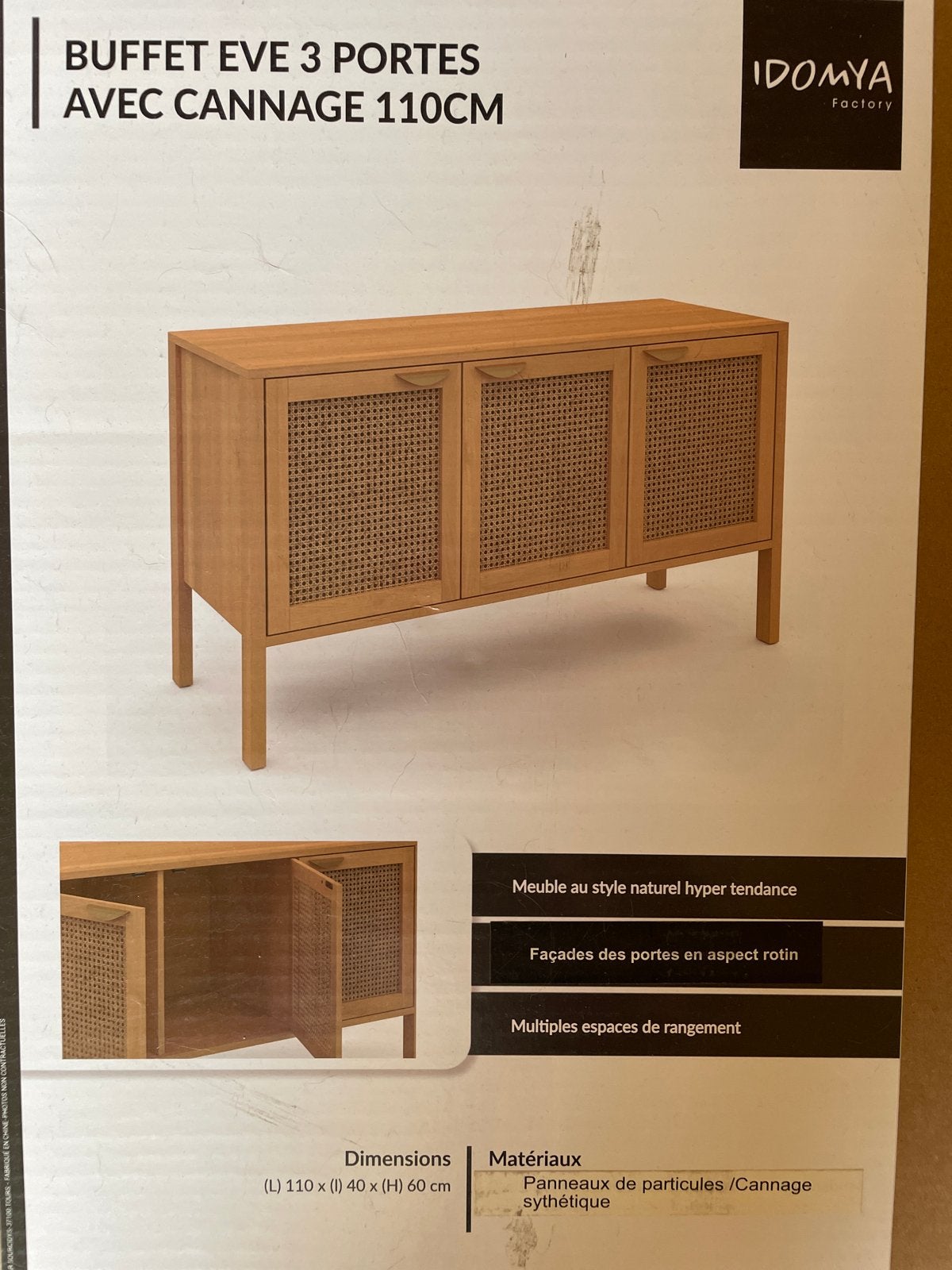 Buffetkast met rotan deurtjes, Ophalen, 100 tot 150 cm, Nieuw, 25 tot 50 cm