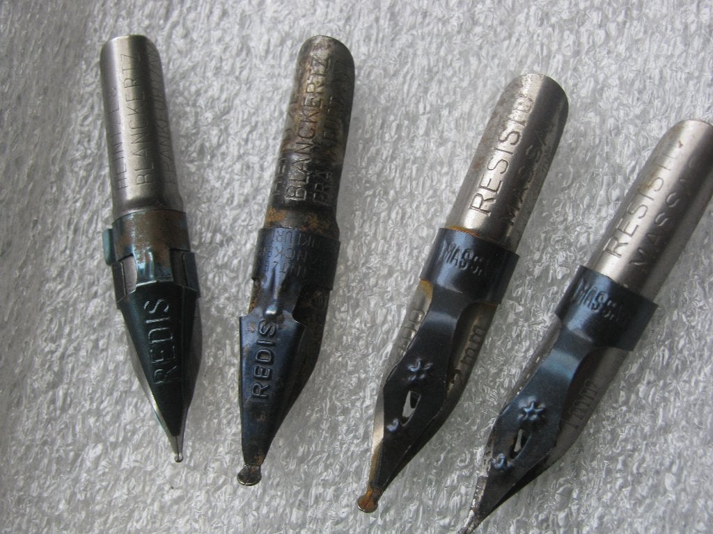 Set van 4 Antieke Kroonpennetjes / Dip Pen Nib, Verzenden