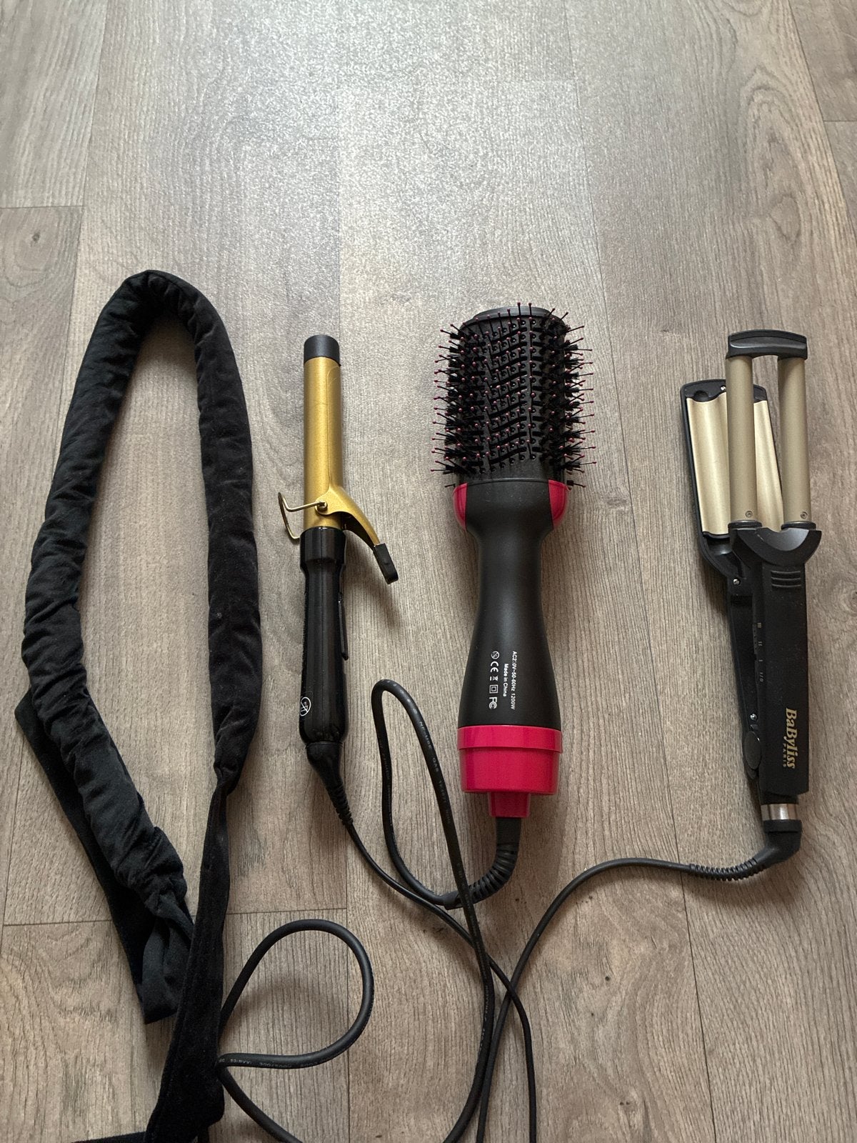 Haarstyling set: krultang, wafeltang en föhnborstel, Ophalen, Gebruikt