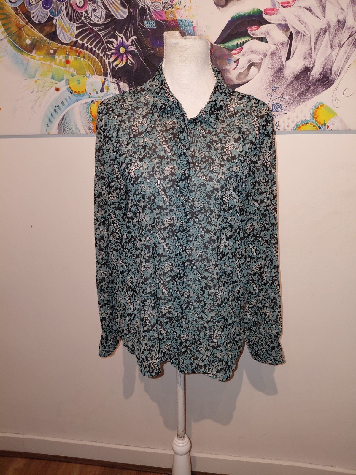 Ichi blouse met bloemenprint - Maat 40, Kleding | Dames, Maat 38/40 (M), Blauw, Ophalen of Verzenden, Zo goed als nieuw