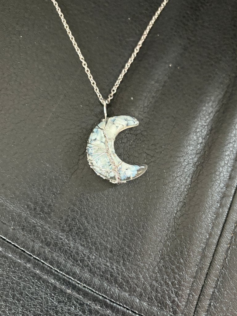 Chakra RVS Ketting, Halve Maan Hanger, Natuursteen Opaal, Sieraden, Tassen en Uiterlijk, Kettingen, Nieuw, Ophalen of Verzenden